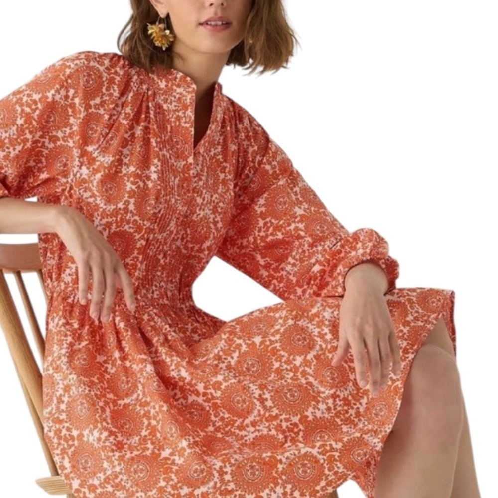 J Crew Mini Dress Med Tall Ruffle Collar Poplin Floral Preppy Closet Essential - Picture 6 of 15